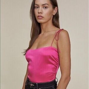 Reformation pink silk tank